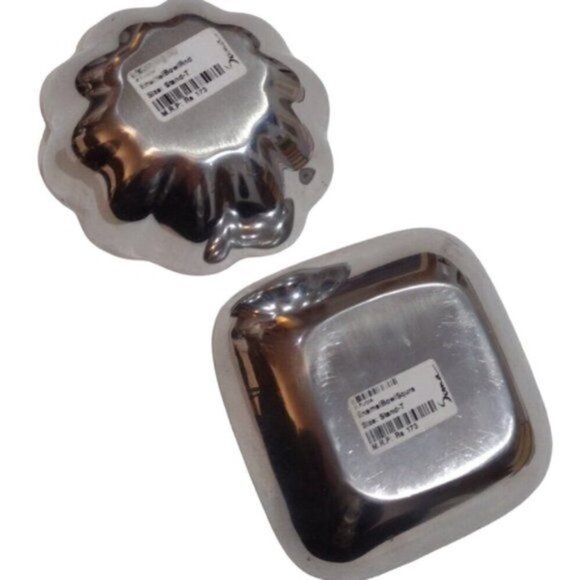 Pair Small‎ Ceramic Trinket Dishes Bowls by Suma Ceramic Inlay & Silvered Outers - Picture 2 of 12